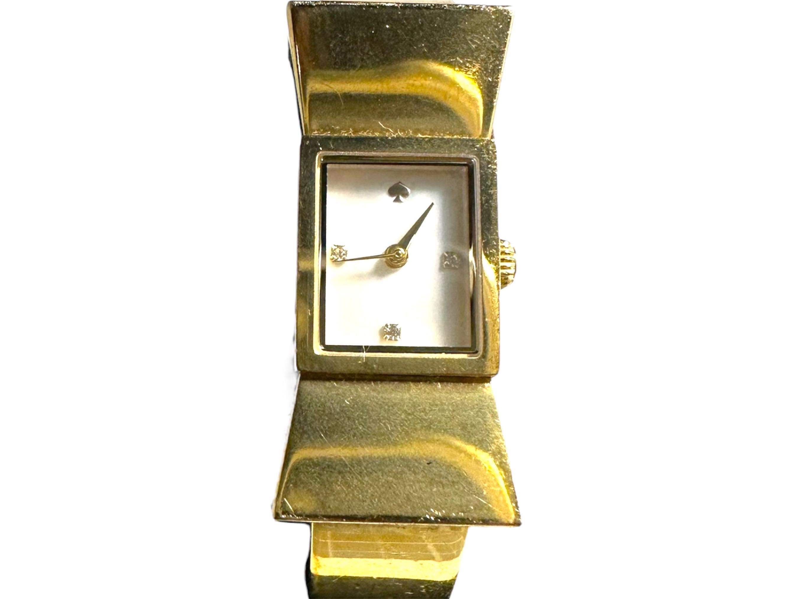 Kate Spade Watch & Bangle Set: Gold Bow Watch, Black Enamel 