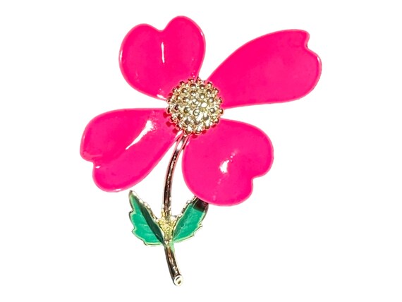 Hot Pink 60s flower pin - image 2