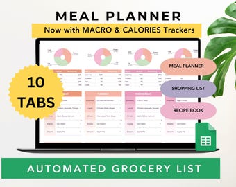 Weekly Meal Planner - Calorie & Macro Tracker Google Sheet (Automated)