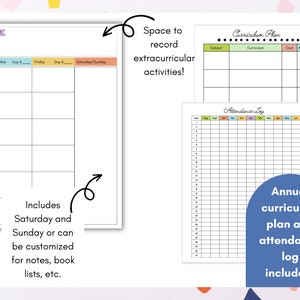 Simple Homeschool Weekly Record/planner Printable | 5pg Academic Lesson ...