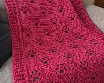 Paw Print Crochet Blanket Pattern PDF | Chunky Dog Paw Blanket | Pet Lover Crochet Pattern