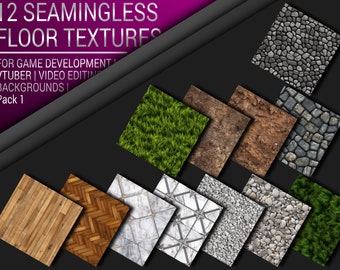 12 Seamingless Floor Textures For Game Development / VTuber / Video Editing / Backgrounds / ETC - Floor Textures Pack 1