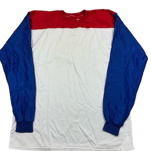 Vintage 70s/80s Rocky California color block nylon jersey. Made in the USA tagged as a large, measures more as a men’s medium.