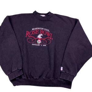 Vintage Washington State 1998 Rose Bowl Sweatshirt mit Rundhalsausschnitt. Tagged als Erwachsene XL. Schwarz und Rot