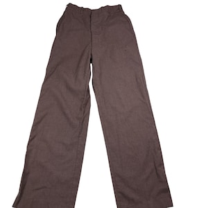 Vintage military issue 100% wool flat front straight leg trousers. Made in the USA. DSA 100-68-C-0316. Serge green. 24x30