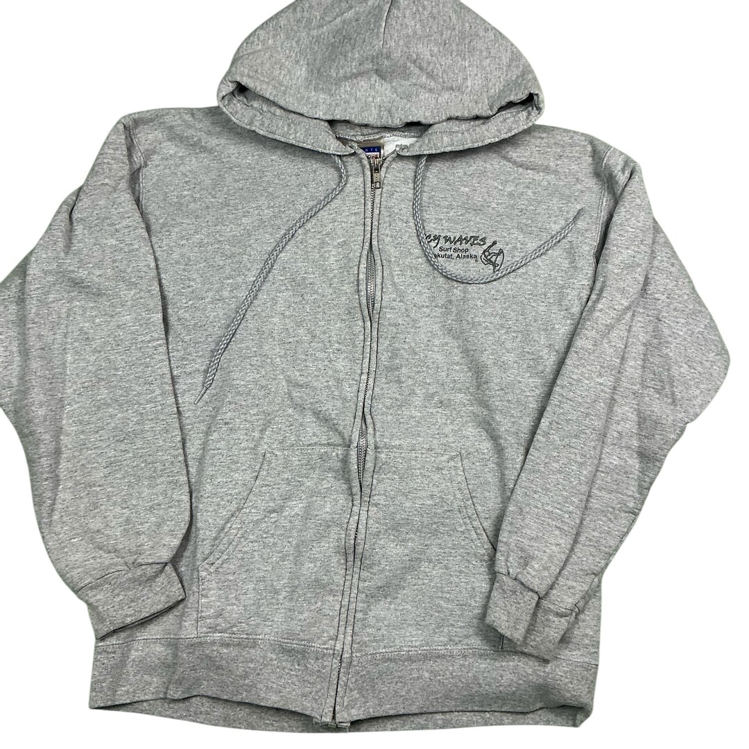 Vintage Yakutat, Alaska Icy Waves Surf Shop Gray Zip up