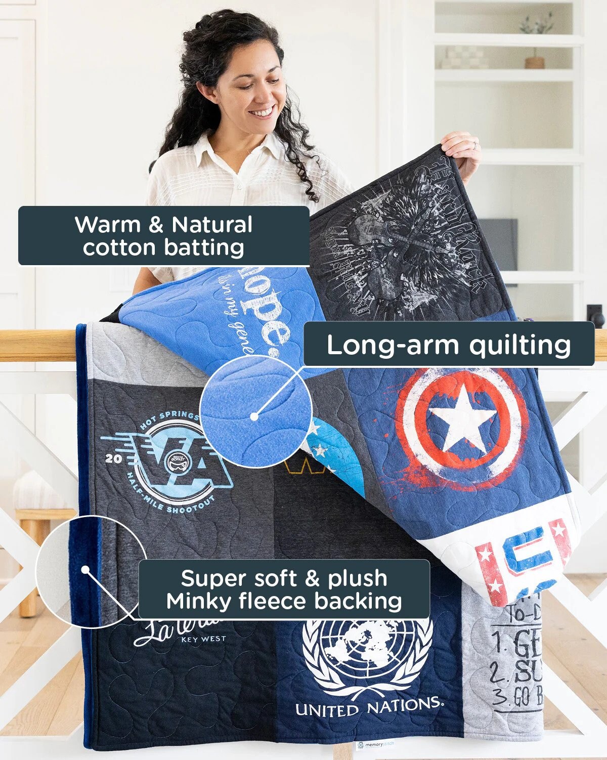 Memorystitch Premium T-shirt Quilt, Long-arm Stitching, Custom Quilt ...