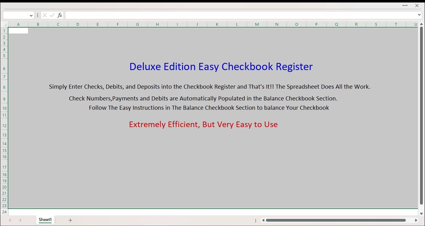Checkbook Register, Excel Checkbook Register, Excel Spreadsheet, Excel