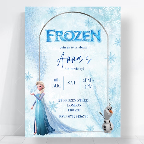 Frozen, Elsa princess,girls party Digital Invitation Template, Mobile Invitation, e-invite Phone Invitations, printable, Text Message Invite