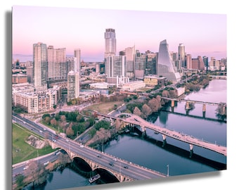 Austin Texas Skyline Print | Teal Cityscape Photo