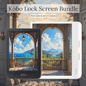 21 Lock Screens for Kobo Libra Colour and Kobo Clara BW/Colour | Landscape Balcony Views V1 | Ereader Screensavers | Digital Download