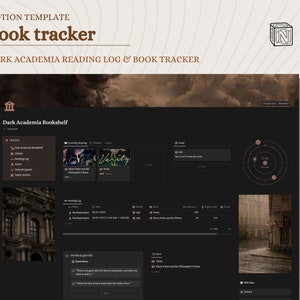 Notion Template Book Tracker dark academia