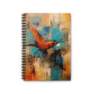 Taccuino a spirale d&#39;arte moderna colibrì - linea a righe