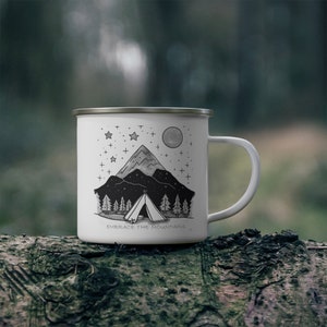 Camping Mug, Campfire Mug, Camp Mug, Enamel Mug, Adventure Mug, Camper Gift, Hiking Gift, Hiking Mug
