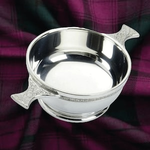 Classic Celtic Band Pewter Quaich (2"/3"/4"/5" sizes) - Handmade in the UK and includes free engraving