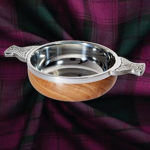 Personalised Wood Pewter Quaich (2.75" to 5.5" diameter) - includes free engraving