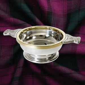 Brass Rim Pewter Quaich  3.5" / 4"/ 4.5" sizes- handmade in the UK and includes free engraving