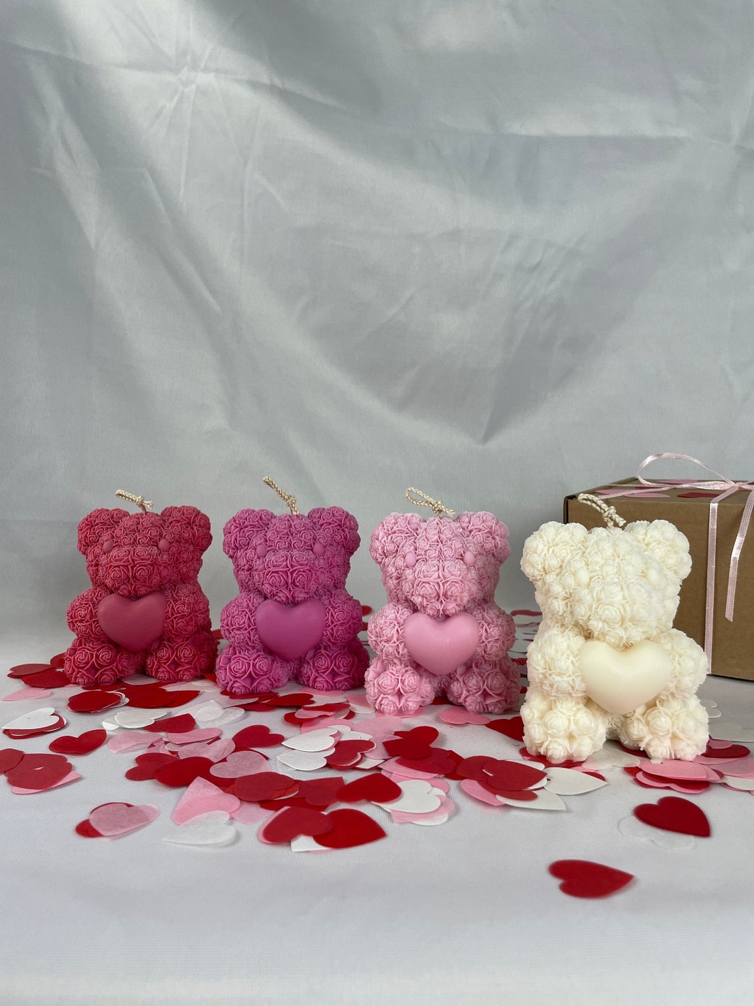 Rose Teddy Bear Soy Wax Candle - Rose Teddy Bear With Heart - Scented ...