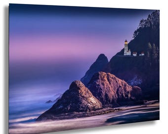 Heceta Head Lighthouse Print: Oregon Coast Fog, Pacific Northwest Seascape