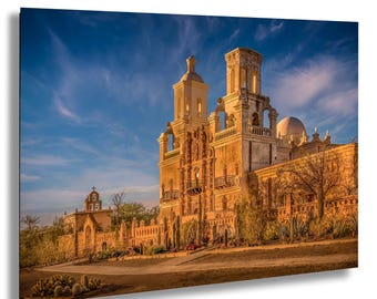 San Xavier Mission Print: Golden Hour Tucson Arizona Photography