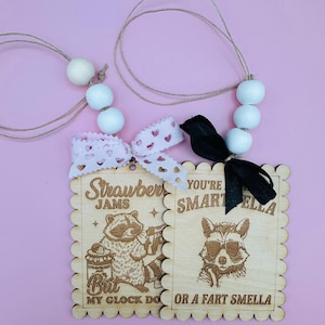 Raccoon Car Charm, Laser-Cut Rearview Mirror Dangle