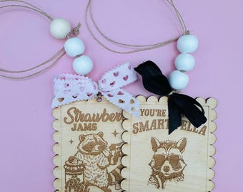 Raccoon Car Charm, Laser-Cut Rearview Mirror Dangle