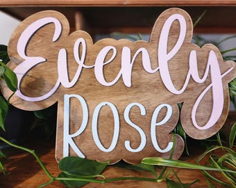 Handmade 3D Layered Nursery Name Sign - Customizable in Various Colors