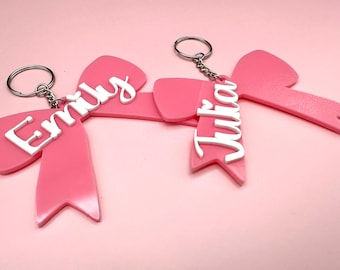 Llavero de lazo acrílico personalizado, etiqueta de nombre personalizada, dije para bolso