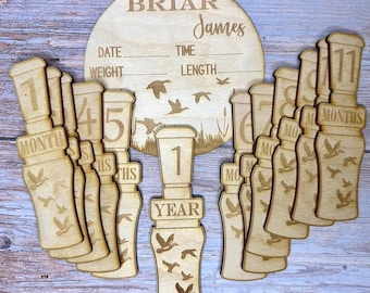 Duck Hunter Baby Milestone Markers, Rustic Nursery Photo Props