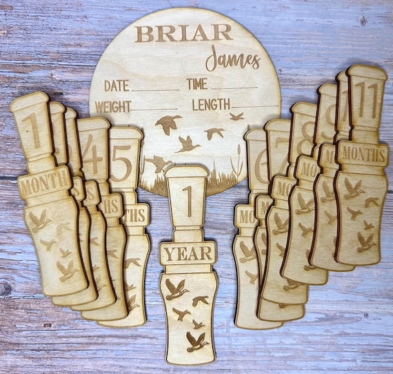 Duck Hunter Baby Milestone Markers, Rustic Nursery Photo Props