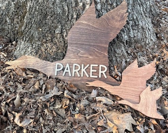 Duck Hunter Nursery Name Sign: Layered Wooden Mallard Decor