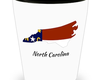 North Carolina Pride Shot Glass, State Flag Souvenir