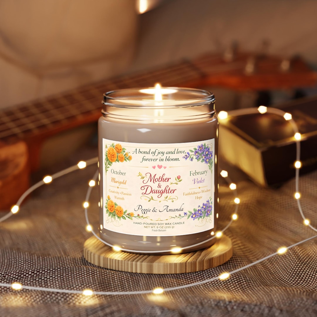 October Birth Items October Birth Month Flower Mother Daughter Candle - Personalized ...