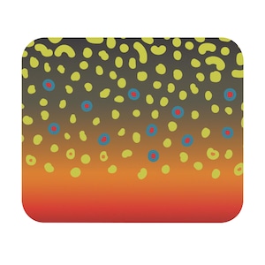 Brook Trout Skin Mouse Pad Fly Fishing Accessory for Fathers Day Gifts for Trout Fishermen, Rectangle Desk Pad Trout Pattern