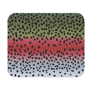 Rainbow Trout Skin Mouse Pad Fly Fishing Accessory for Fathers Day Gifts for Trout Fishermen, Rectangle Desk Pad Trout Pattern