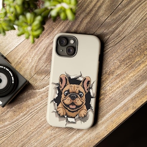French Bulldog Phone Case  Funny Cute Smiling French Bulldog Wall Breaker Tan Frenchie iPhone 16 15 14 13 12 11 Xr Samsung Google Pixel