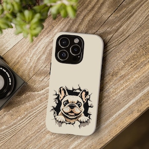 French Bulldog Phone Case Funny Cute Smiling French Bulldog Wall Breaker Cream Frenchie iPhone 16 15 14 13 12 11 Xr Samsung Google Pixel