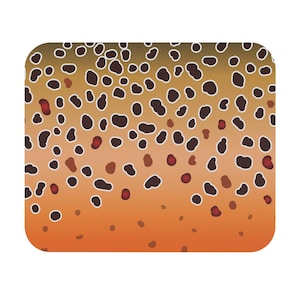 Brown Trout Skin Mouse Pad Fly Fishing Accessory for Fathers Day Gifts for Trout Fishermen, Rectangle Desk Pad Trout Pattern
