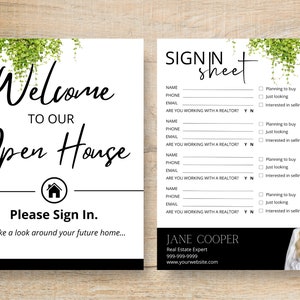 Open House Sign in Sheet & Welcome Sign Pdfs | Real Estate Marketing ...
