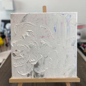 Original Abstrakte Blumen Acrylgemälde Auf Leinwand Sieht Schön aus im Innenraum