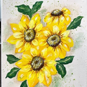 ORIGINAL Handmade Painting &quot;Sunflowers&quot;, 8 x 10 inch, home Decor Wall Art