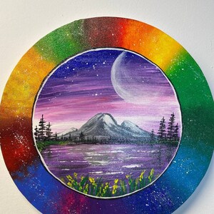ORIGINAL Handmade Painting &quot;Colorful Mountains&quot;, 12 x 12 inch