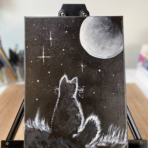 ORIGINAL Handmade Painting &quot;Cat in Dreams&quot;, 8 x 10 inch