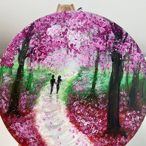 ORIGINAL Handmade Painting &quot;Cherry Blossoms&quot;, 8 x 8 inch