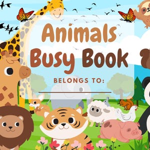 PLR Animal Busy Book for Kids | Toddler Learning Binder | Preschool Printable Activity Book | Educational Quiet Book | Montessori Toy