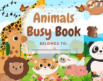 PLR Animal Busy Book for Kids | Toddler Learning Binder | Preschool Printable Activity Book | Educational Quiet Book | Montessori Toy