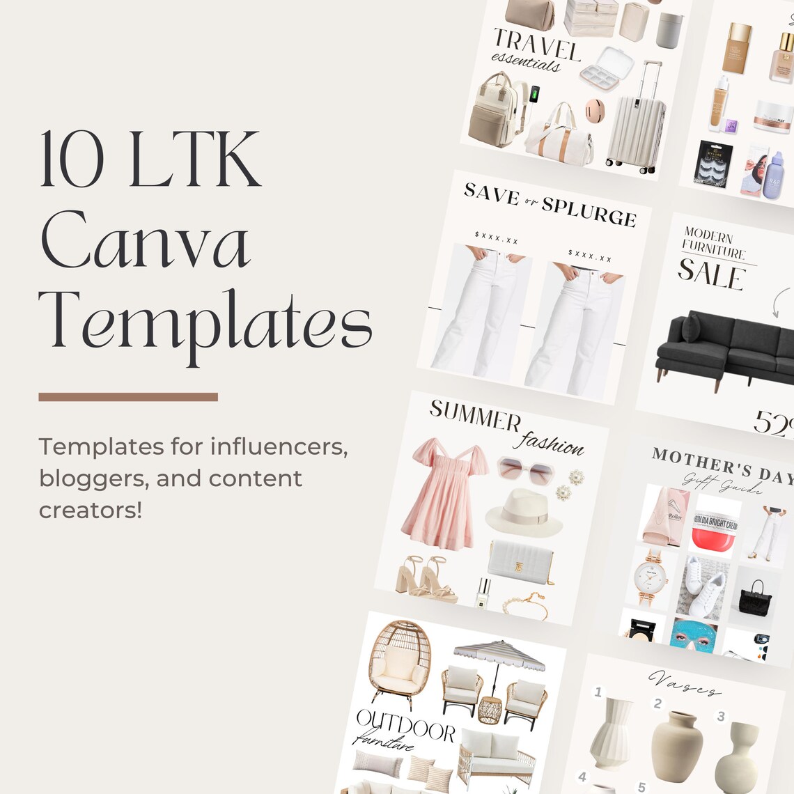 LTK Canva Template Minimalist and Aesthetic, 10 Liketoknowit Templates ...