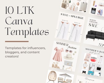 LTK Canva Template Minimalist and Aesthetic, 10 LiketoKnowit Templates, LTK Canva Templates for Bloggers, Influencers & Content Creators