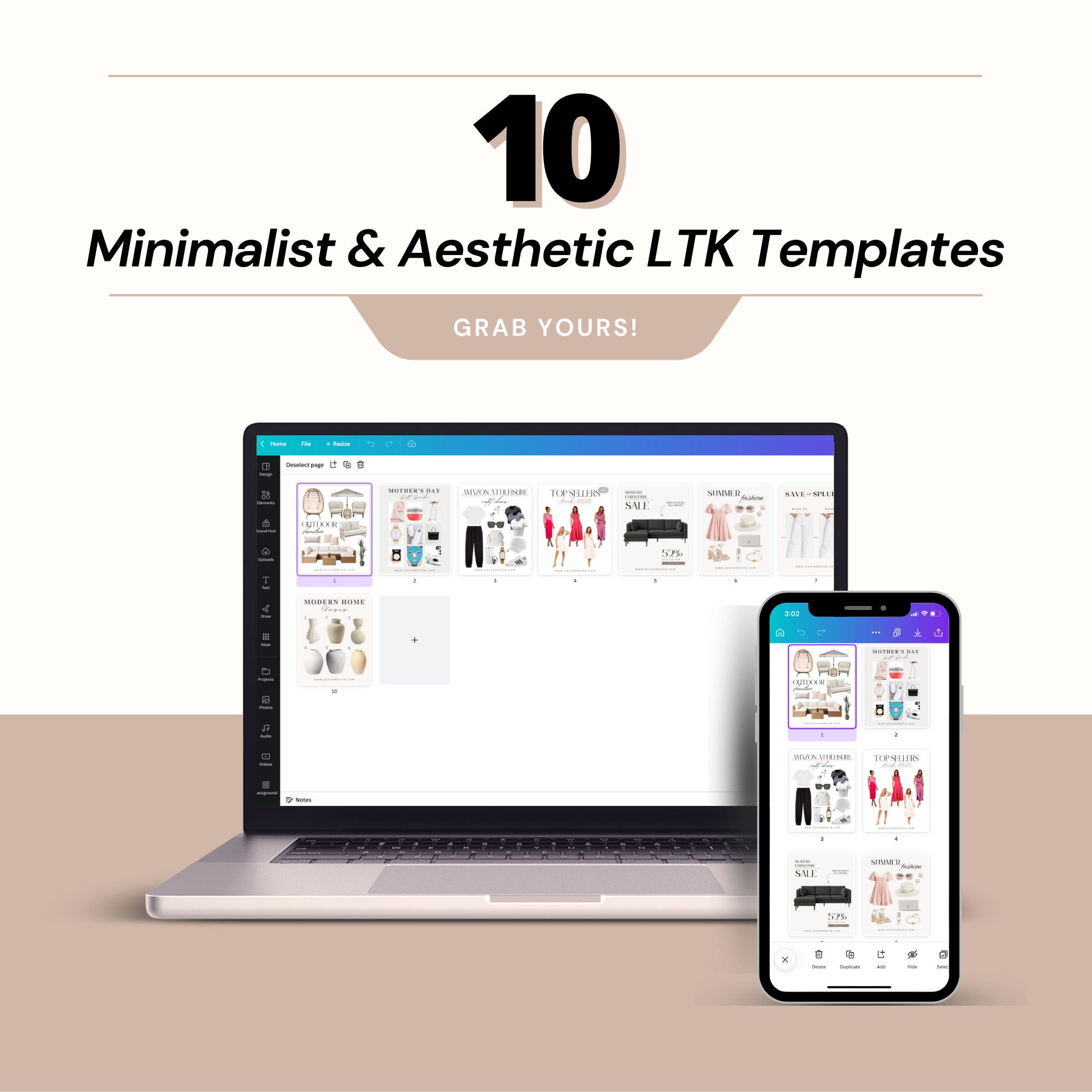 LTK Canva Template Minimalist and Aesthetic, 10 Liketoknowit Templates ...