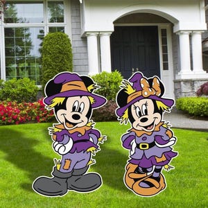 Mickey Scare Crow, Halloween decoration, Thanks Giving decor, Yard art, yard Signs, Cutouts, Minnie Scare Crow, Pumpkin Patch Decor,
